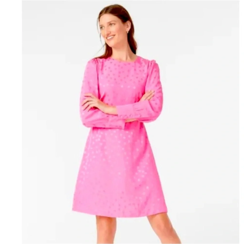 NWT J. Crew Pink Shift Dress Jacquard Floral in Size 10 - Picture 1 of 13